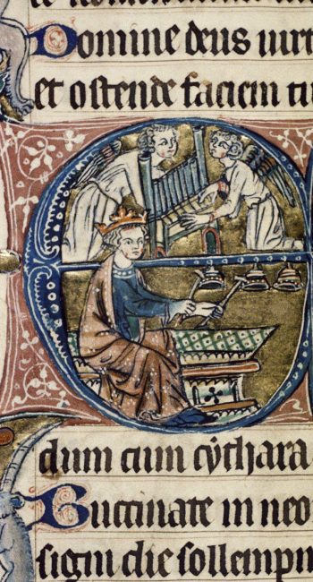 Psaltery, Oxford, Bodleian Libraries, MS. Auct. D. 2. 2, fol. 94v, 14th century